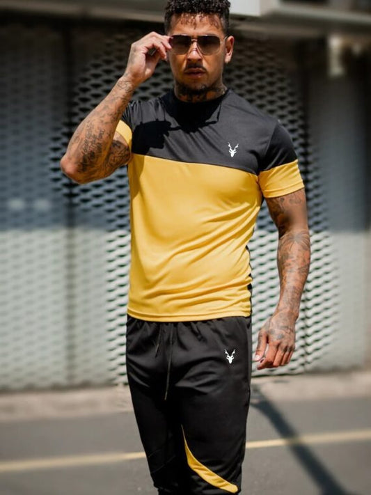 Stylish Black & YellowM Printed Tracksuit For Men