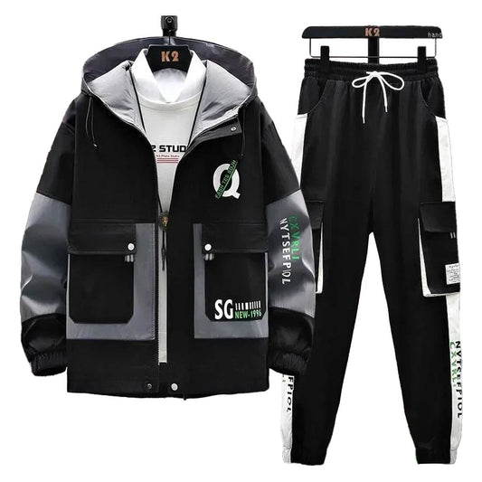 Black & White Cargo Tracksuit for Men