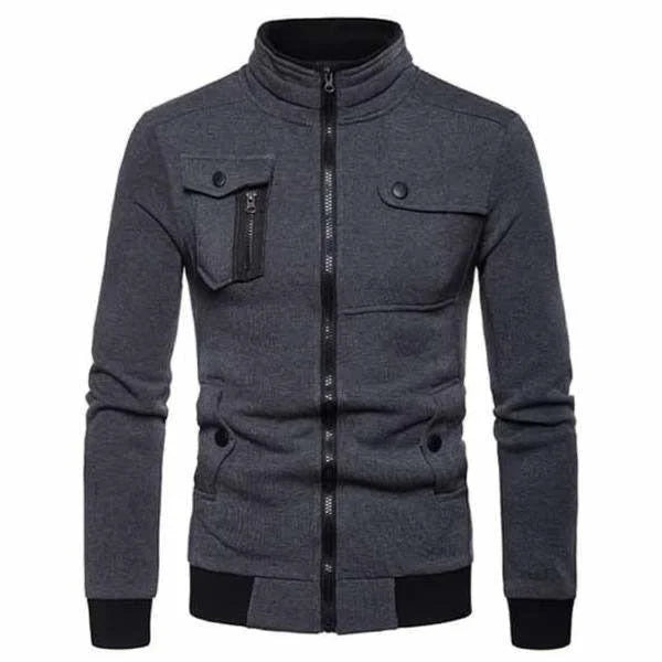 Charcoal Zipper Pocket Jacket For Men