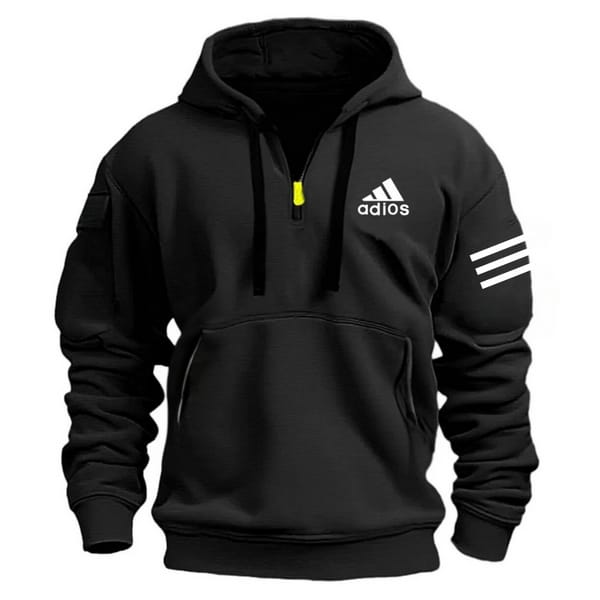 Half Zip Fleece Hoodie for Men (Black)