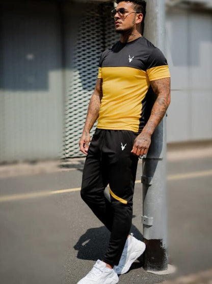 Stylish Black & YellowM Printed Tracksuit For Men